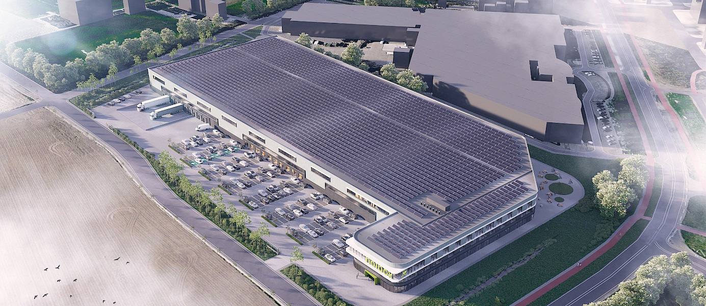 2500 zonnepanelen op het dak van de Holbox nieuwbouw in Roermond